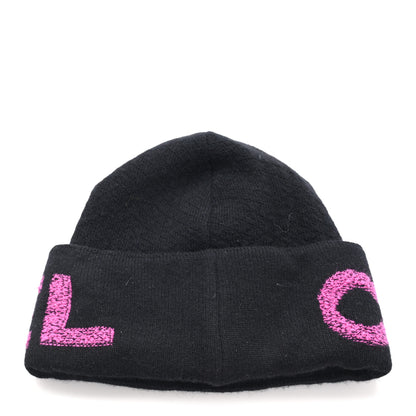 Chanel Cashmere Logo Beanie Hat Black Fuchsia 3 of 5