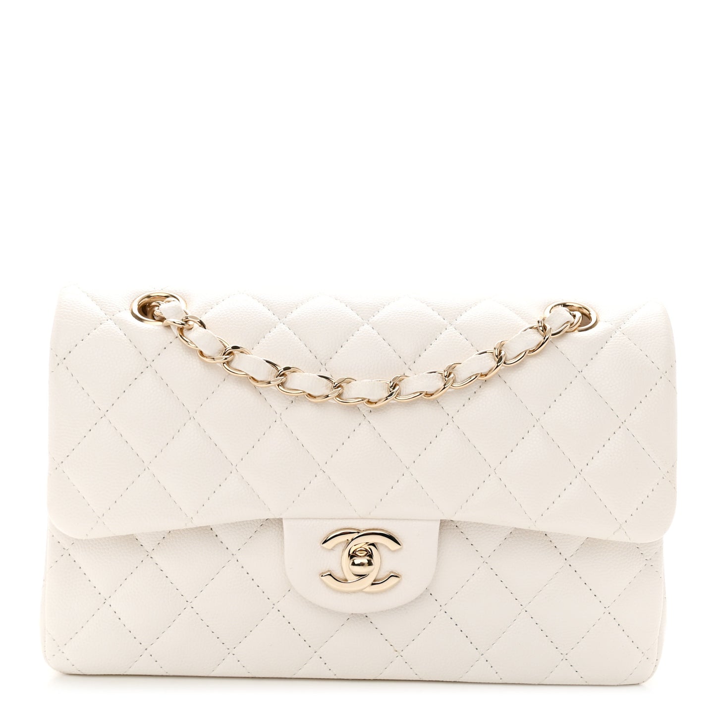 Caviar Quilted Small Double Flap White