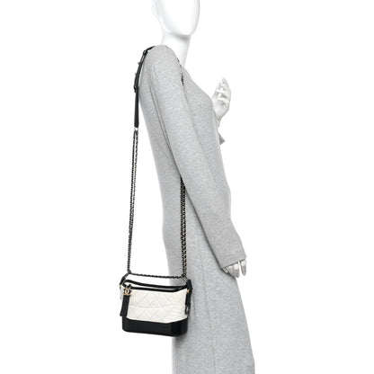 Chanel Aged Calfskin Quilted Small Gabrielle Hobo Black White 2 of 10