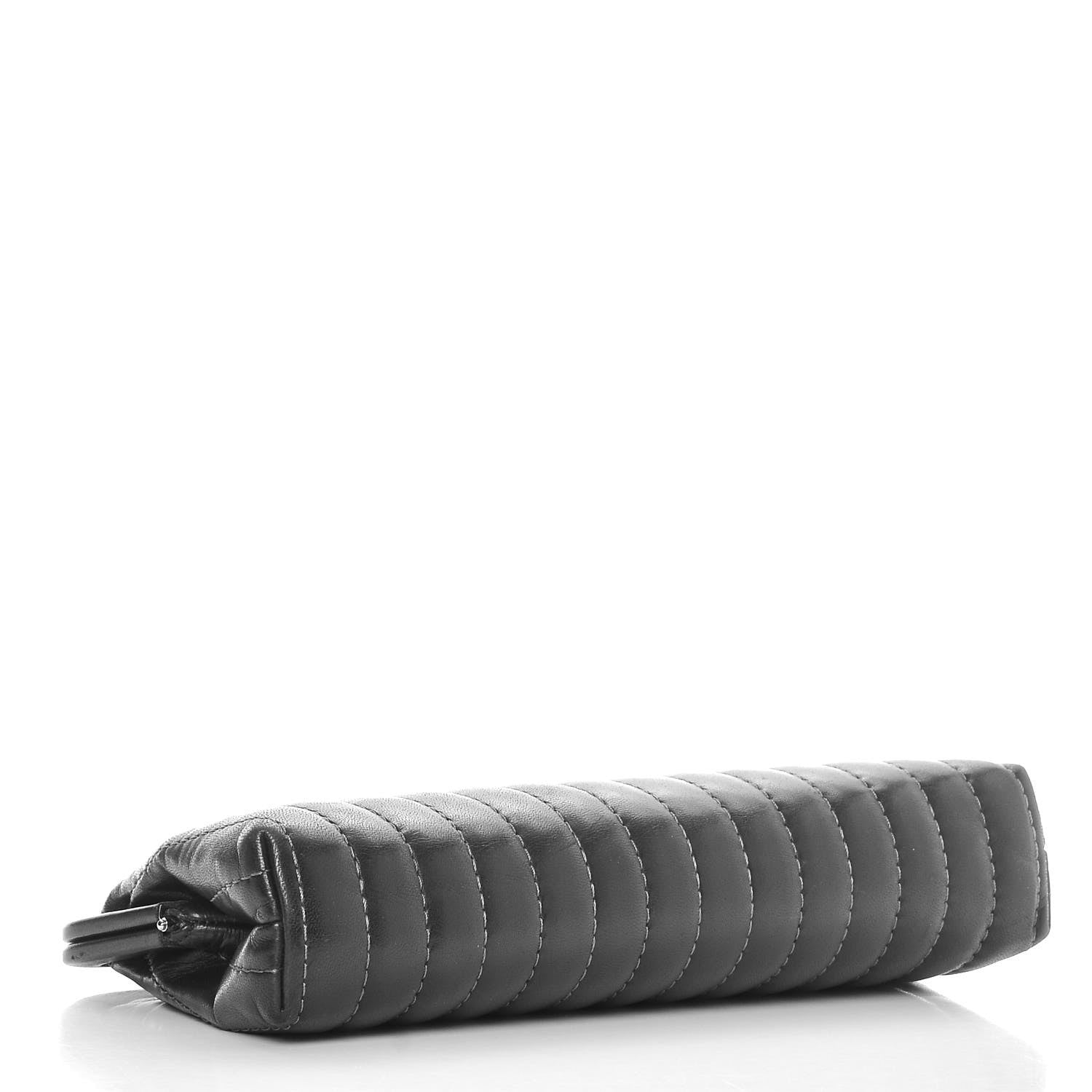 Chanel Lambskin Vertical Quilted Mademoiselle Clutch Dark Brown 4 of 8