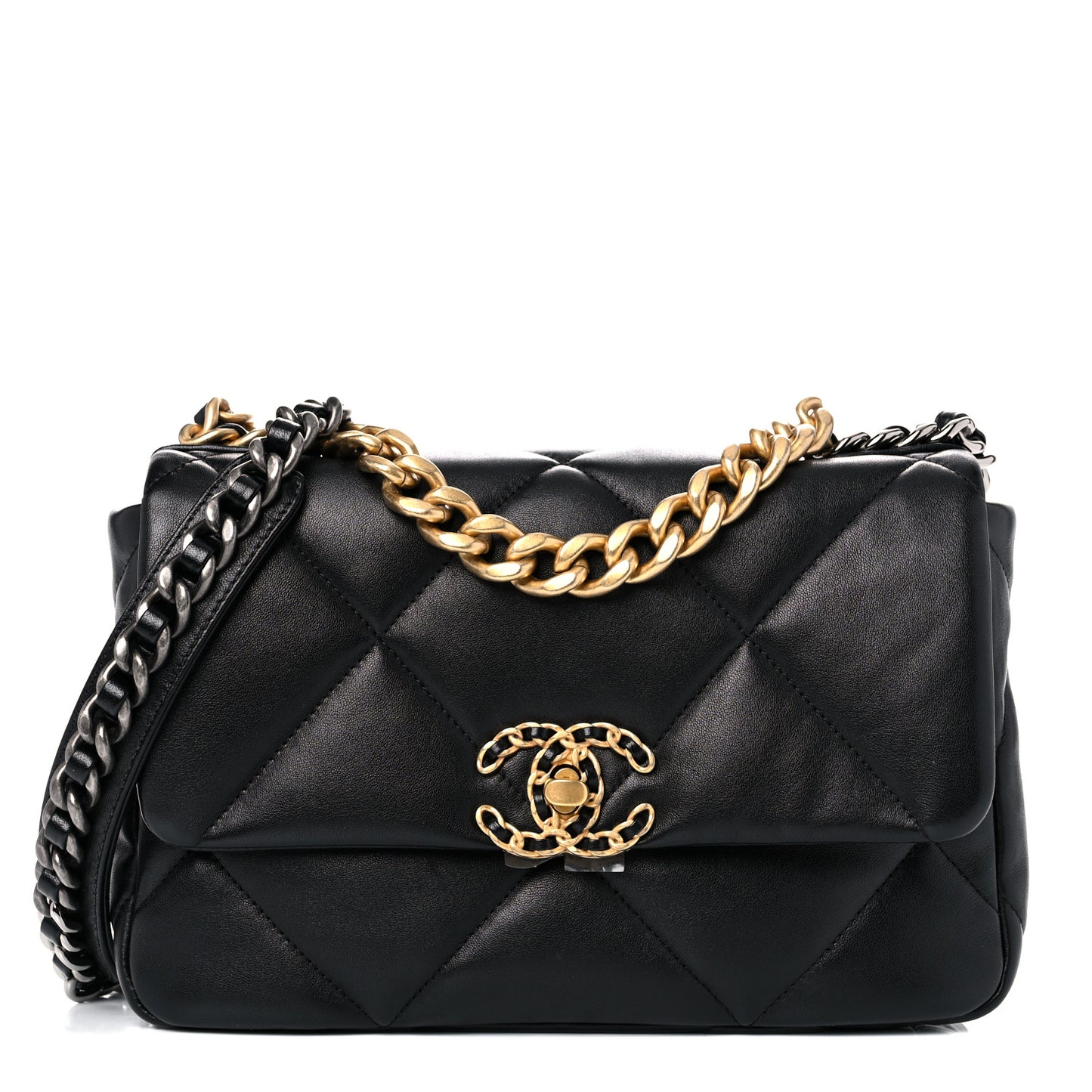 Lambskin Quilted Medium Chanel 19 Flap Black
