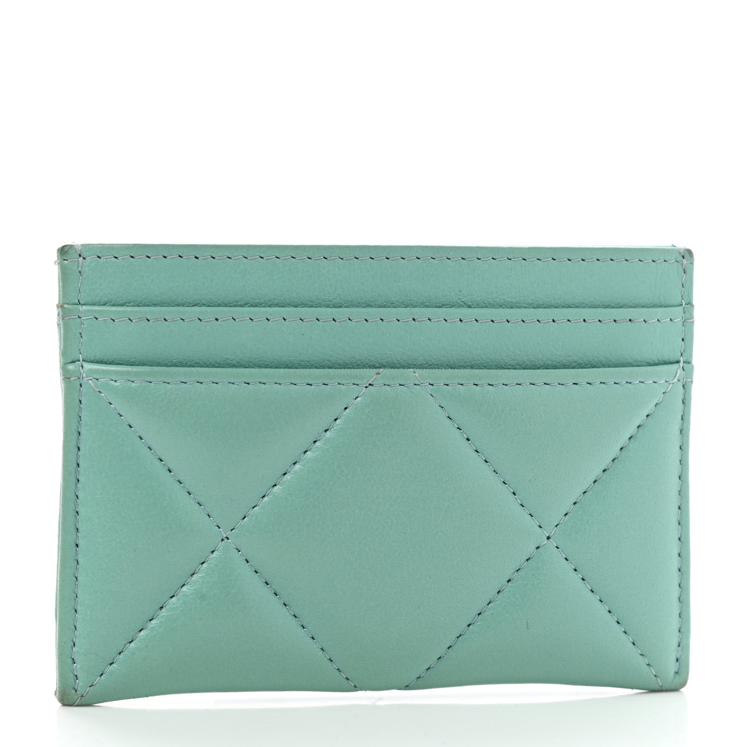 Chanel Lambskin Quilted Chanel 19 Card Holder Green 3 of 11