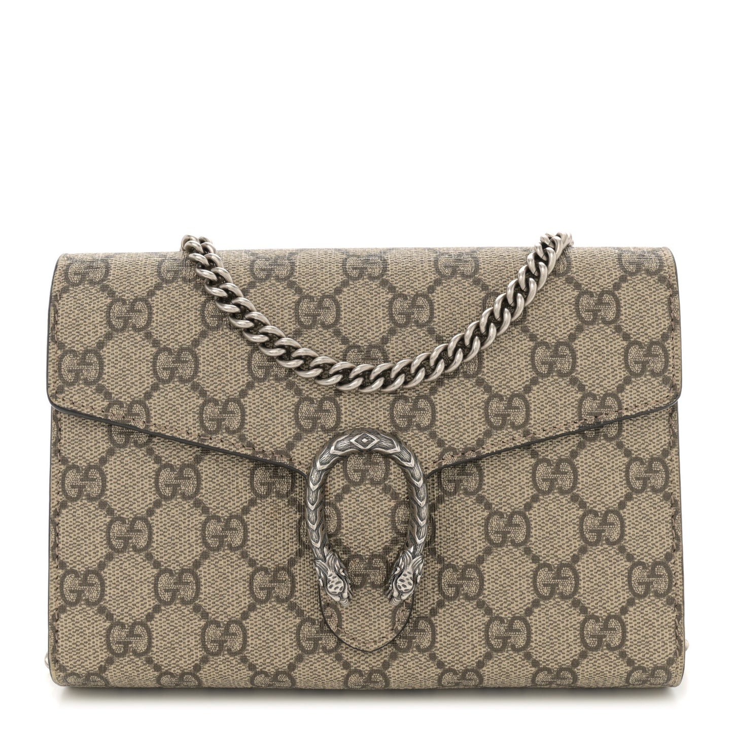 GG Supreme Monogram Mini Dionysus Chain Wallet Beige Taupe