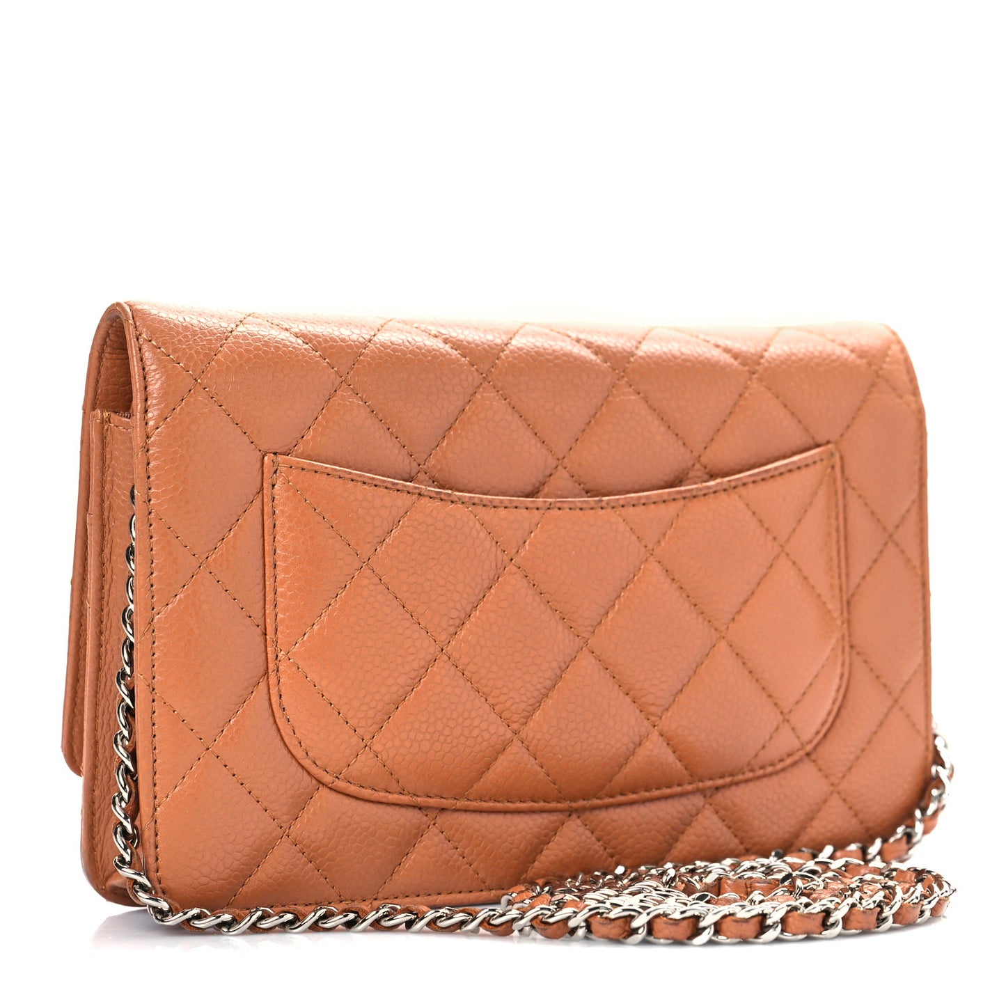 Caviar Quilted Wallet On Chain WOC Light Brown