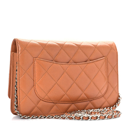Chanel Caviar Quilted Wallet On Chain WOC Light Brown 2 of 11