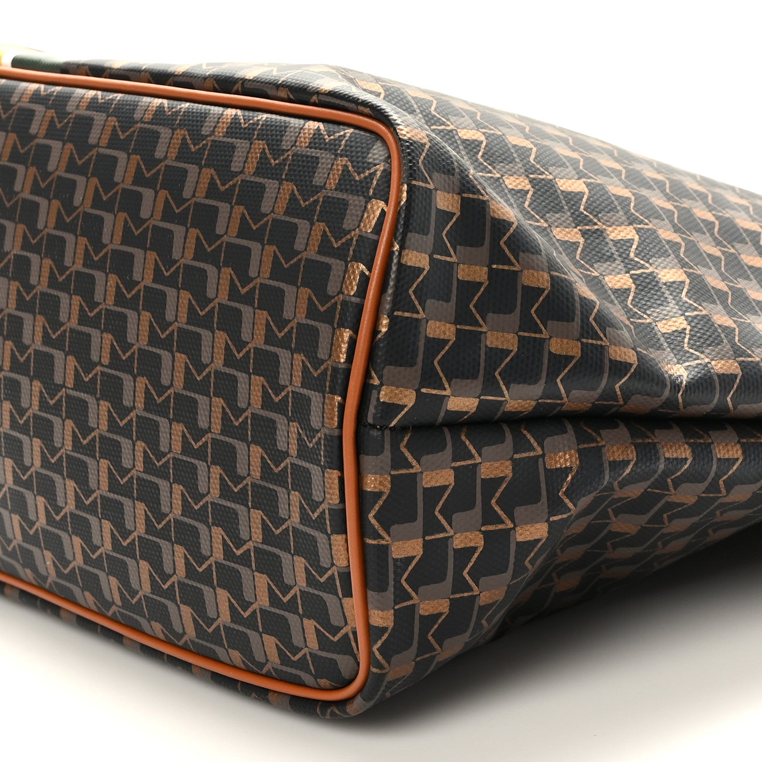 Moynat Grained Calfskin Canvas 1920 Oh! Tote Ruban MM Carbon Bronze Cognac 8 of 9