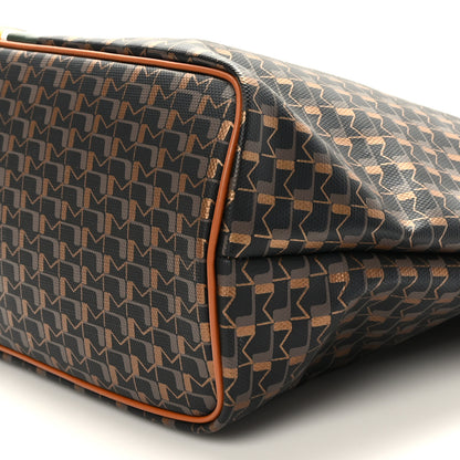 Moynat Grained Calfskin Canvas 1920 Oh! Tote Ruban MM Carbon Bronze Cognac 8 of 9