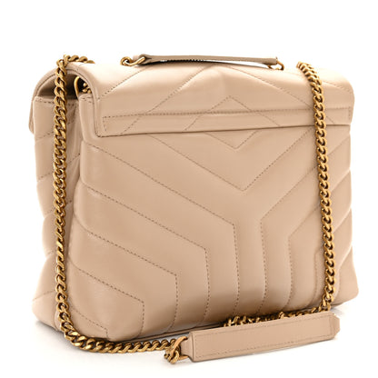 Saint Laurent Calfskin Y Quilted Monogram Small Loulou Chain Satchel Dark Beige 3 of 9