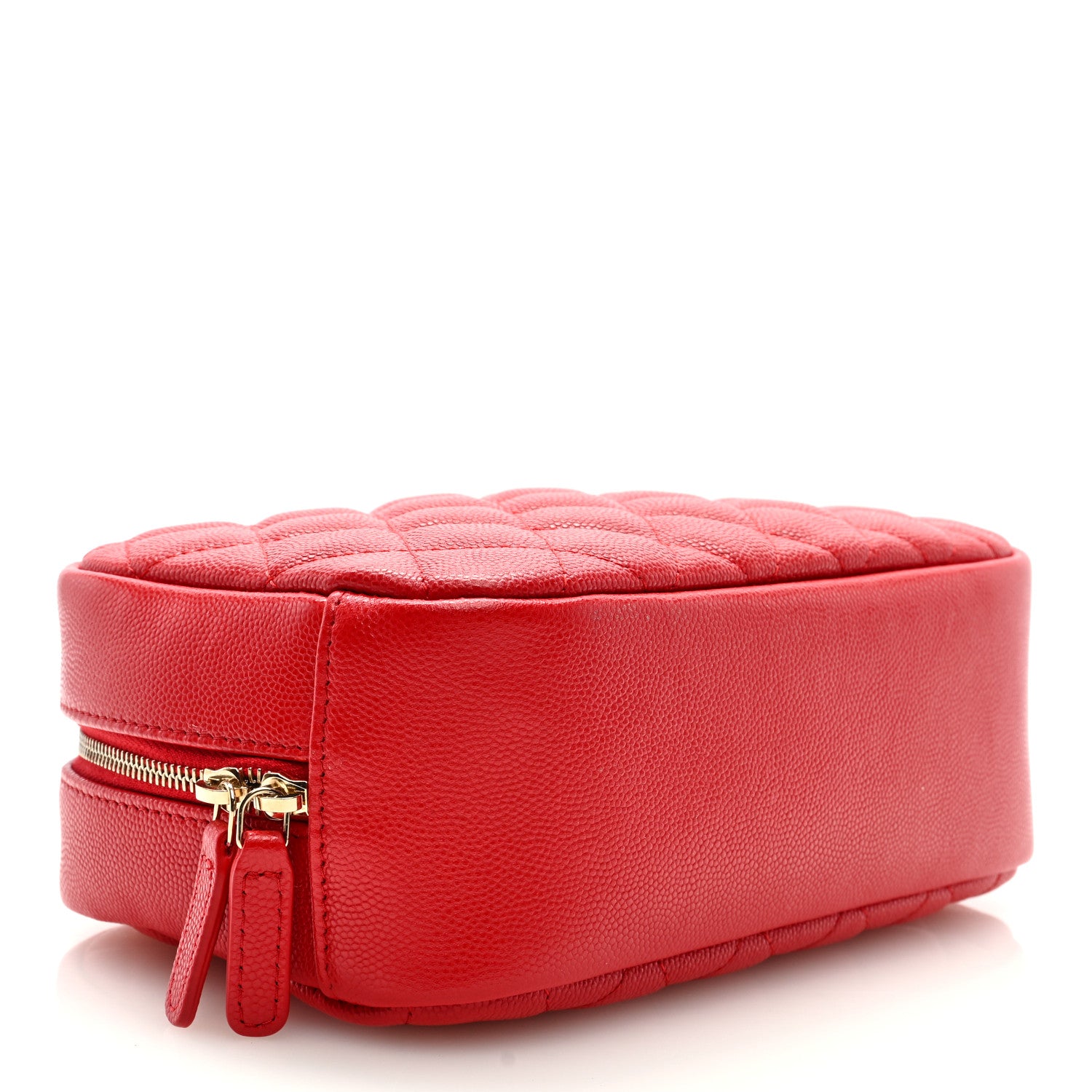 Chanel Caviar Quilted Medium Curvy Pouch Cosmetic Case Red 4 of 6