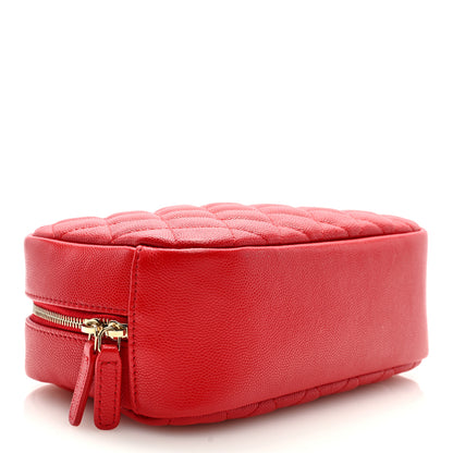 Chanel Caviar Quilted Medium Curvy Pouch Cosmetic Case Red 4 of 6