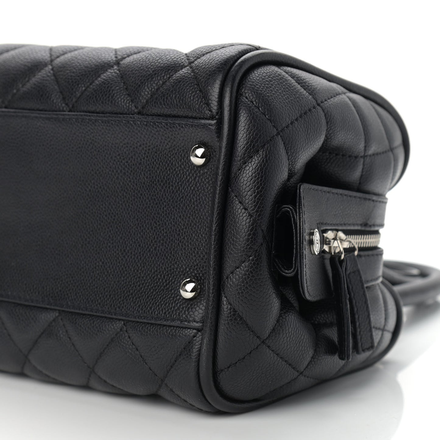 Caviar Quilted Timeless Bowler Black