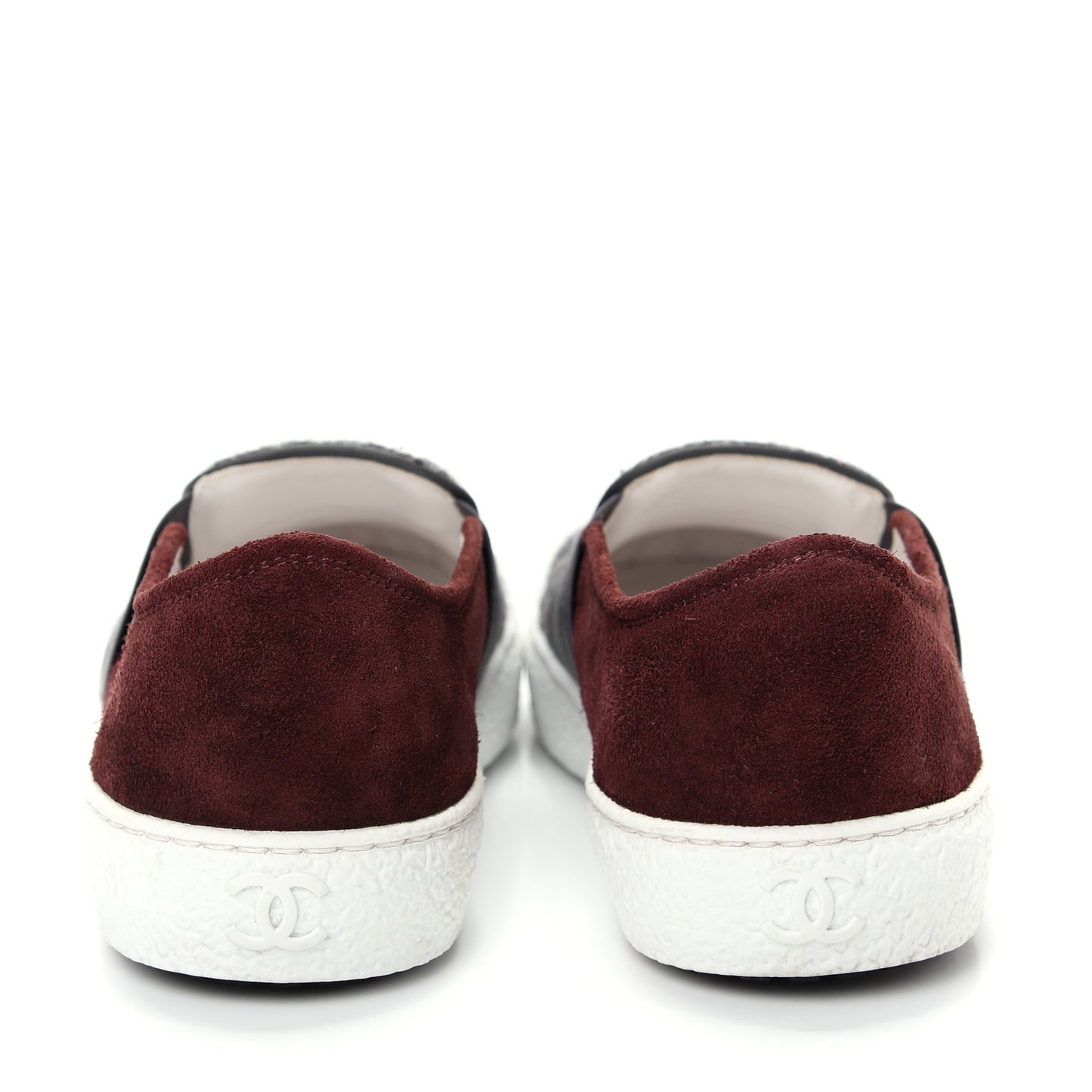 Suede Calfskin Tweed Sneakers 36 Burgundy Grey Red