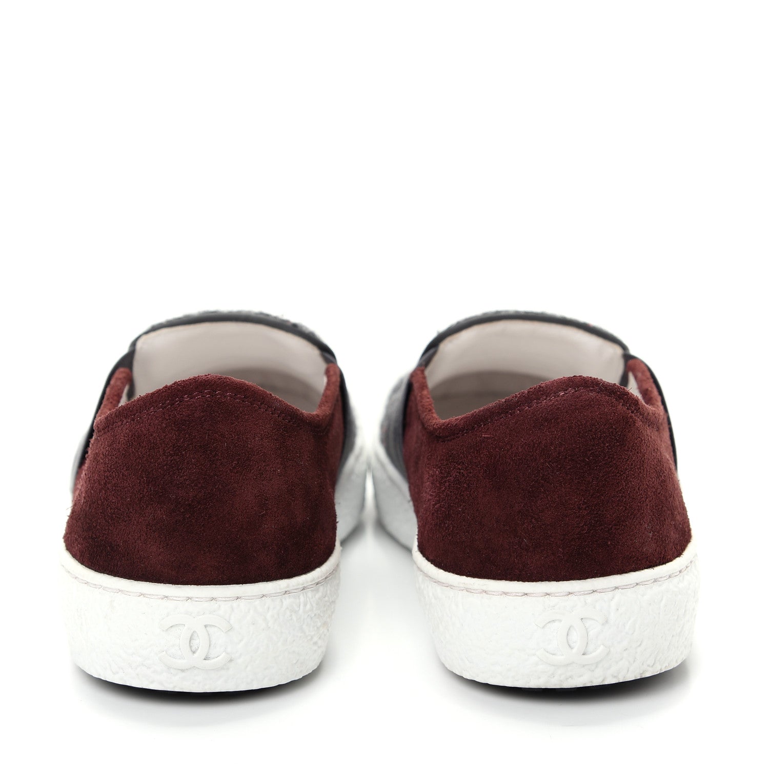 Chanel Suede Calfskin Tweed Sneakers 36 Burgundy Grey Red 7 of 11