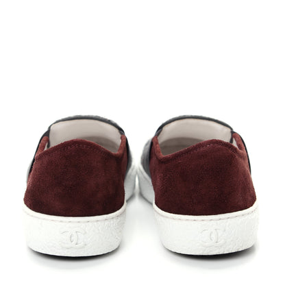 Chanel Suede Calfskin Tweed Sneakers 36 Burgundy Grey Red 7 of 11