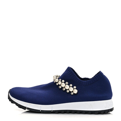 Jimmy Choo Knit Crystal Pearl Verona Sneaker 36 Navy 1 of 9