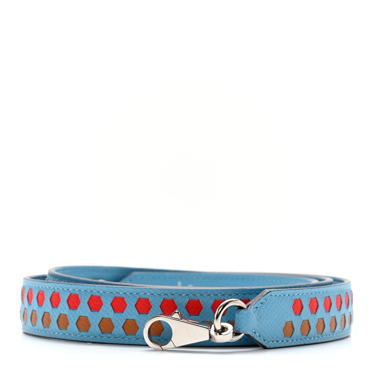 Epsom 25mm Hexagone Tressage Shoulder Strap Bleu De Nord Rouge De Coeur Gold