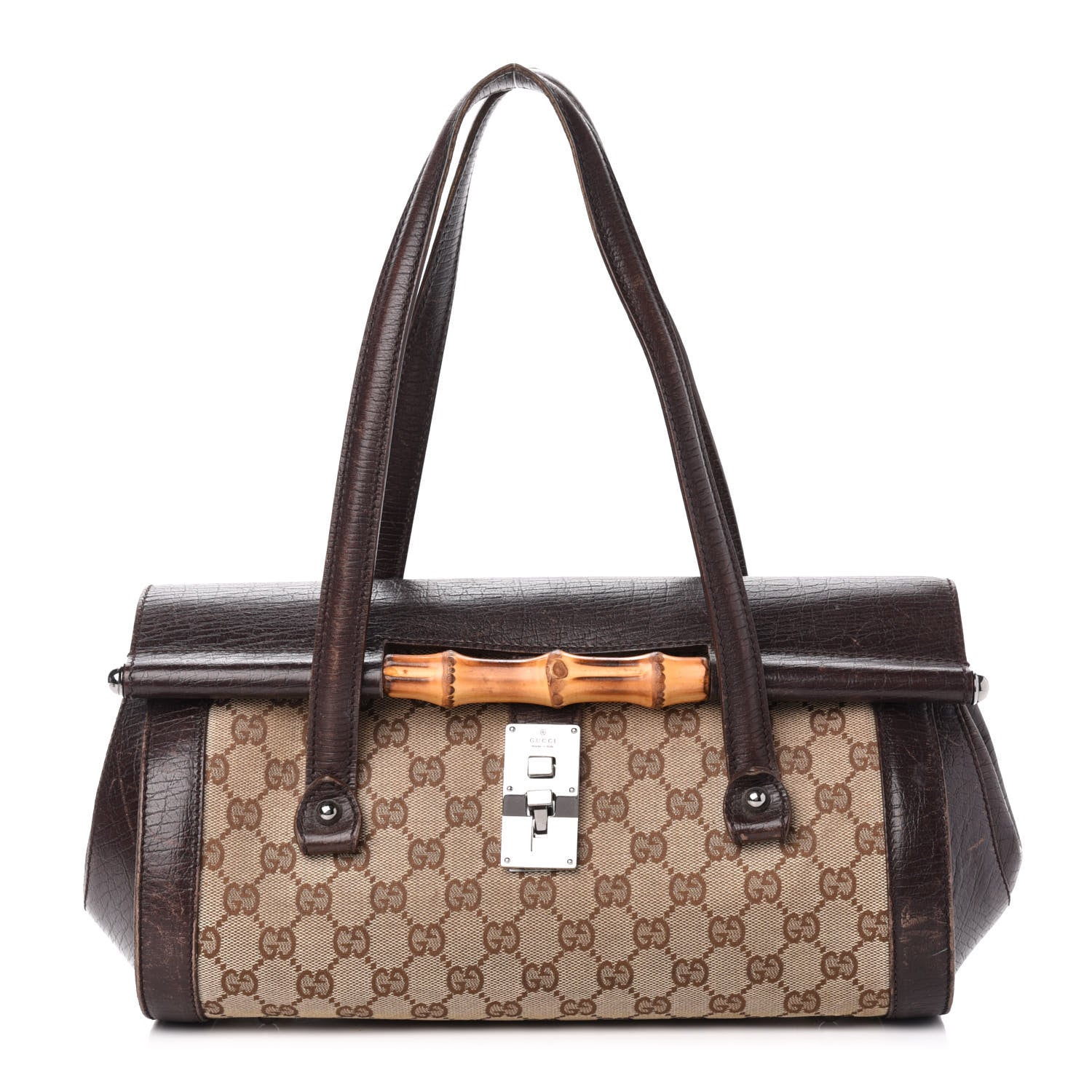 Gucci Monogram Bamboo Bullet Bag Dark Brown 1 of 13
