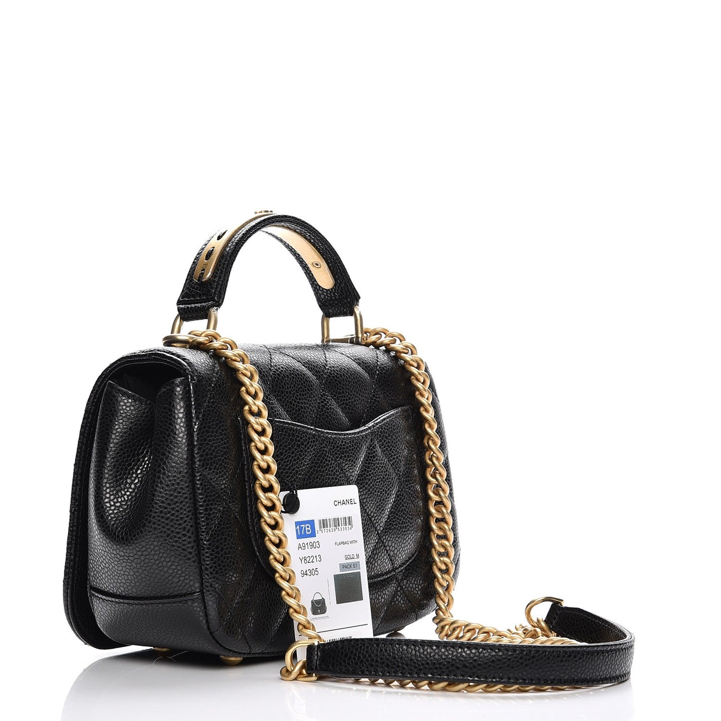 Caviar Mini Carry Around Flap Bag Black