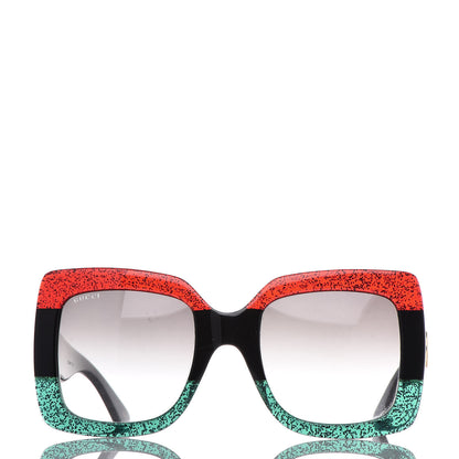 Gucci Square Frame GG0083S Sunglasses Glitter Red Black Green 2 of 7