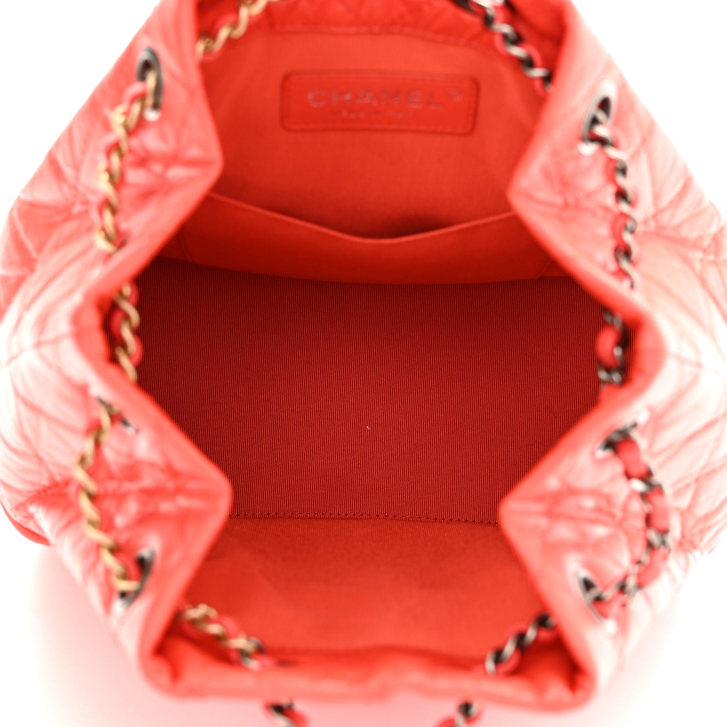 Aged Calfskin Quilted Small Gabrielle Backpack Orange