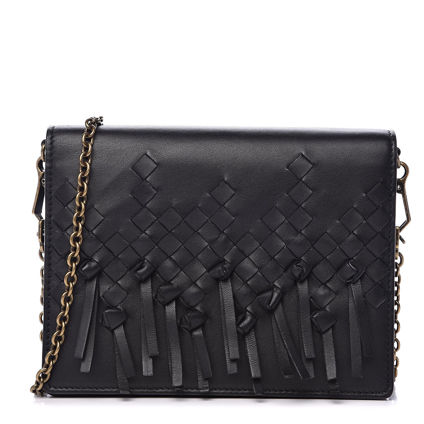 Nappa Intrecciato Brio Chain Wallet Black