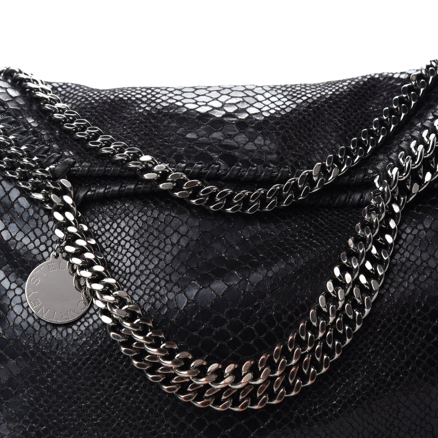Stella McCartney Snakeskin Effect Falabella Fold Over Tote Black 11 of 11