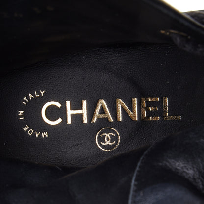 Chanel Shiny Lambskin Quilted Lace Up Combat Boots 36 Black 6 of 10