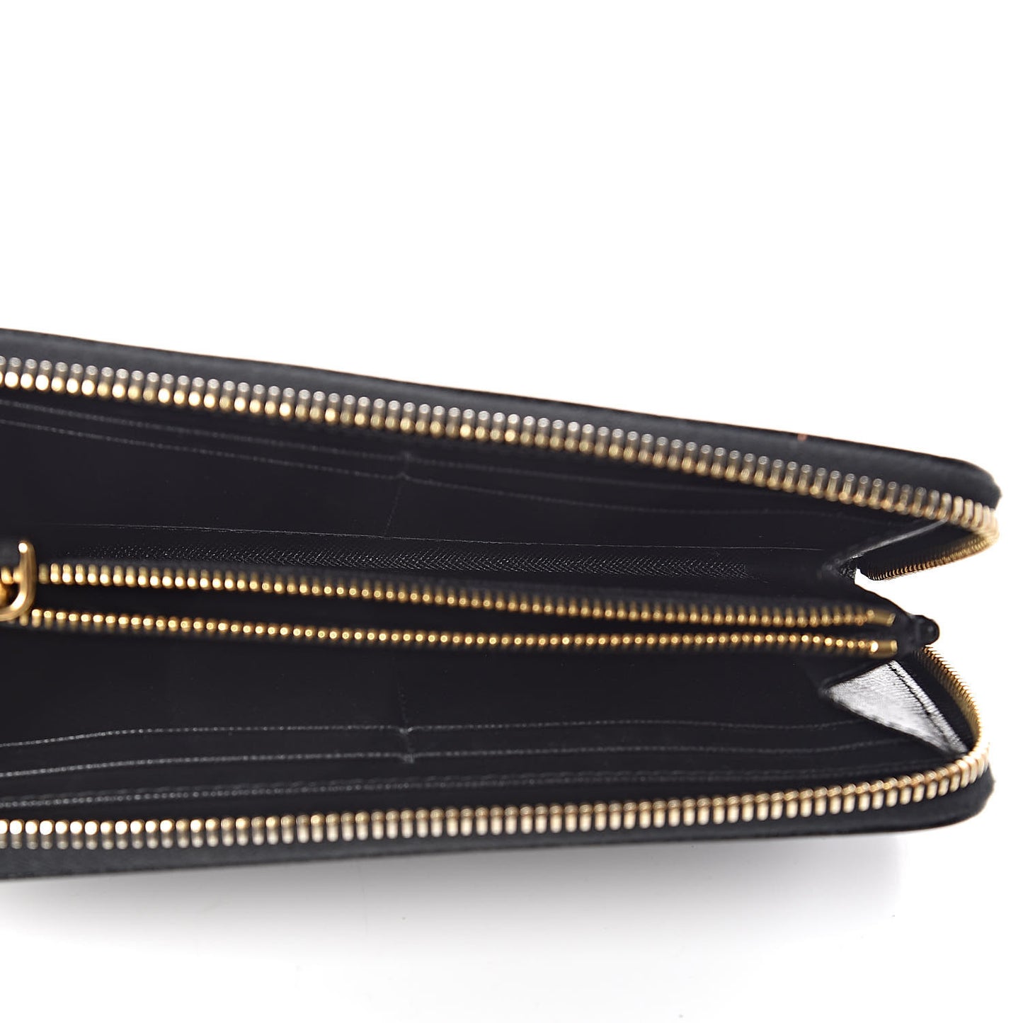 Saffiano Metal Zip Around Wallet Black