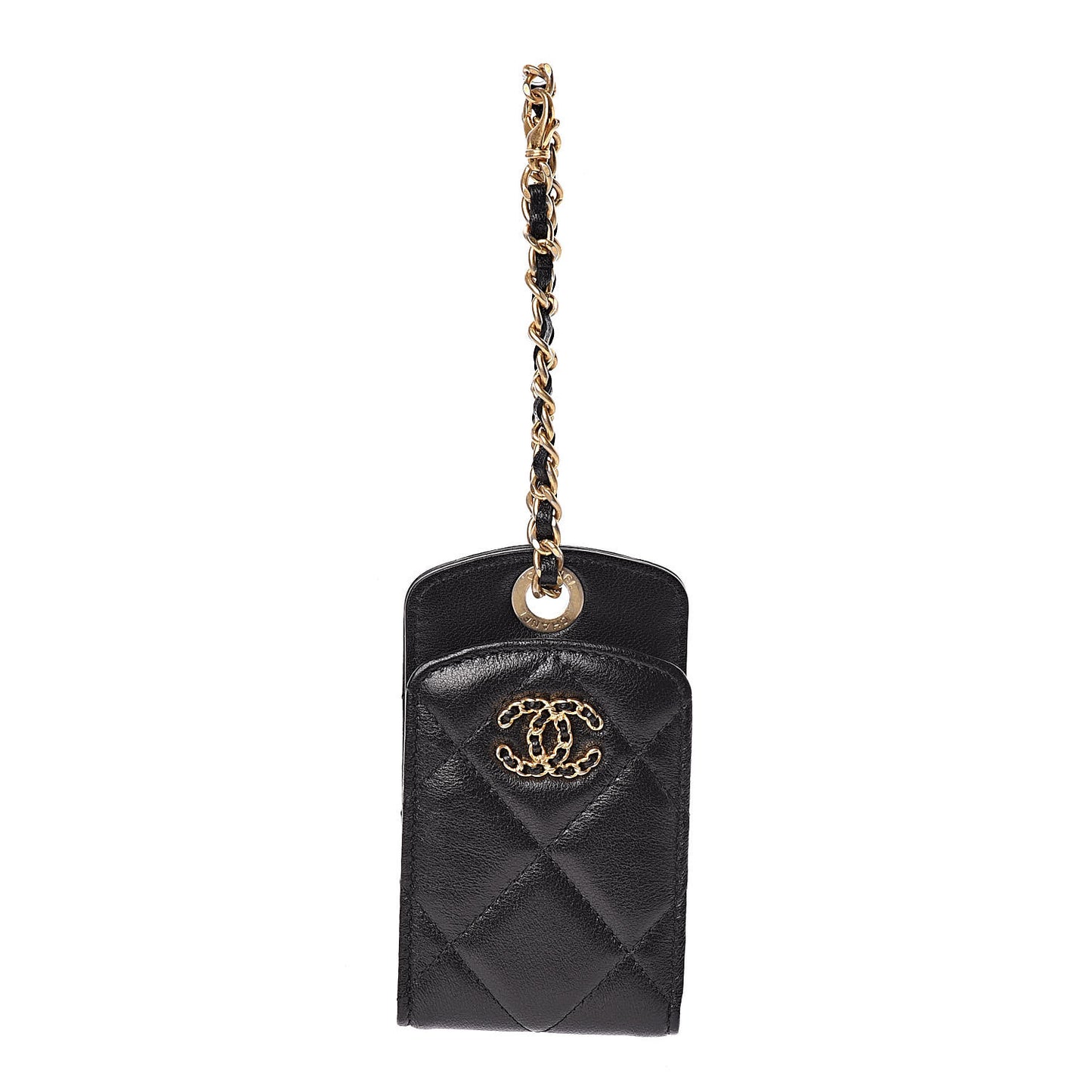 Lambskin Quilted 19 Luggage Tag Black