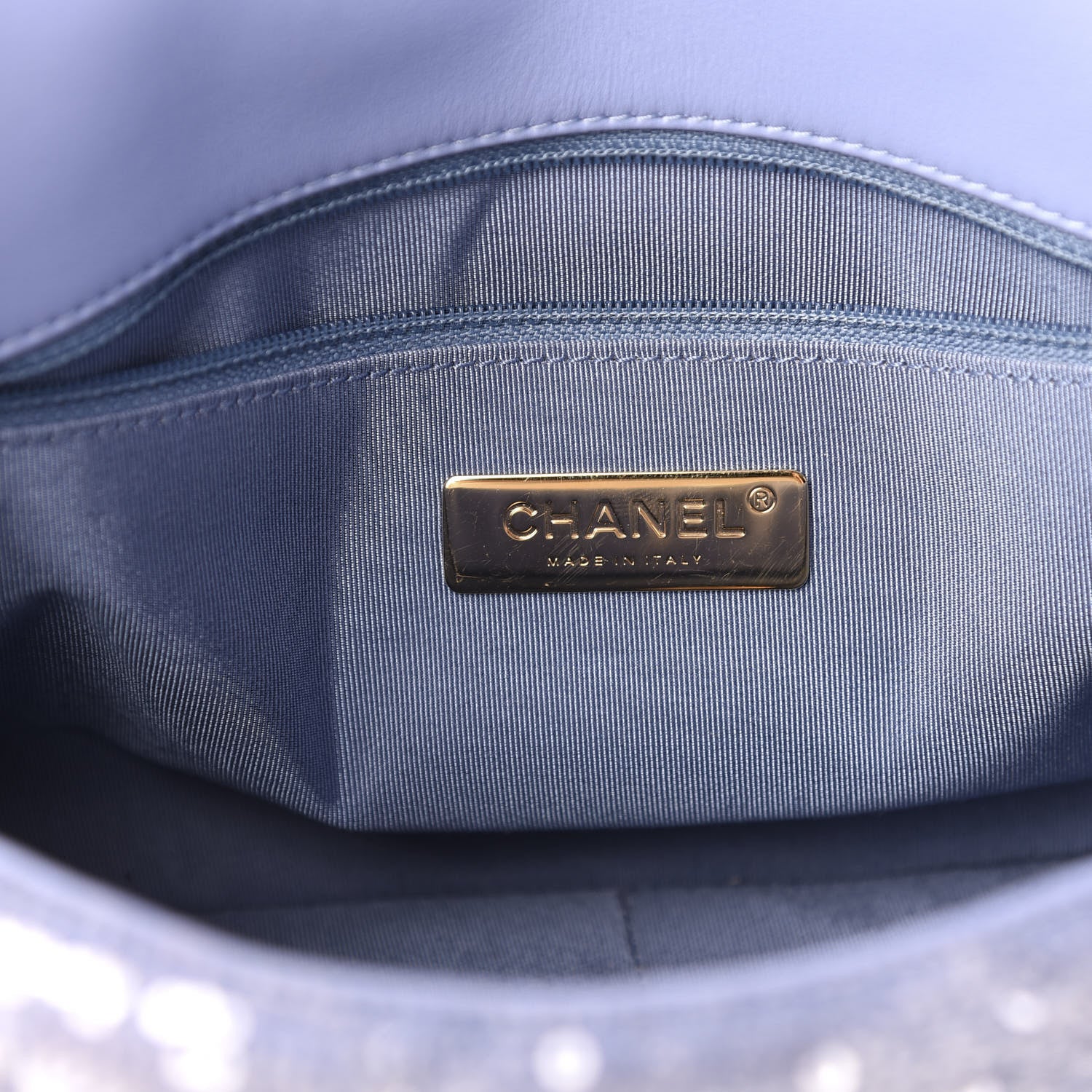 Chanel Sequin Quilted Medium 19 Flap Light Blue 8 of 10