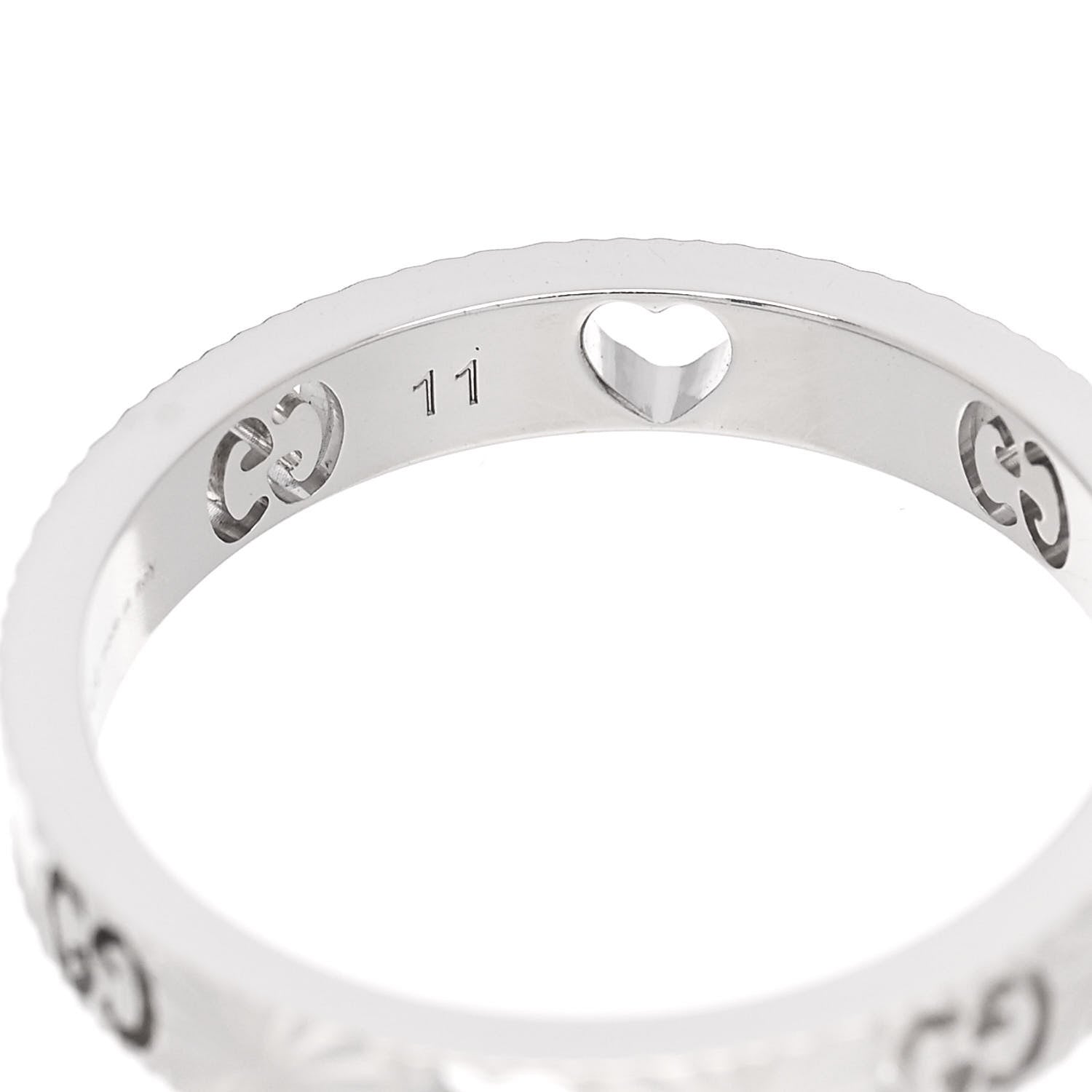 Gucci 18K White Gold Diamond Icon Heart Band Ring 50 5.5 5 of 6