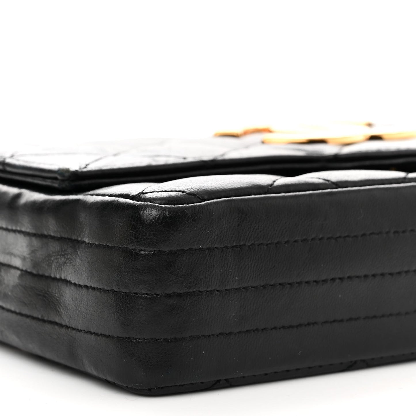 Lambskin Quilted Single Flap Black