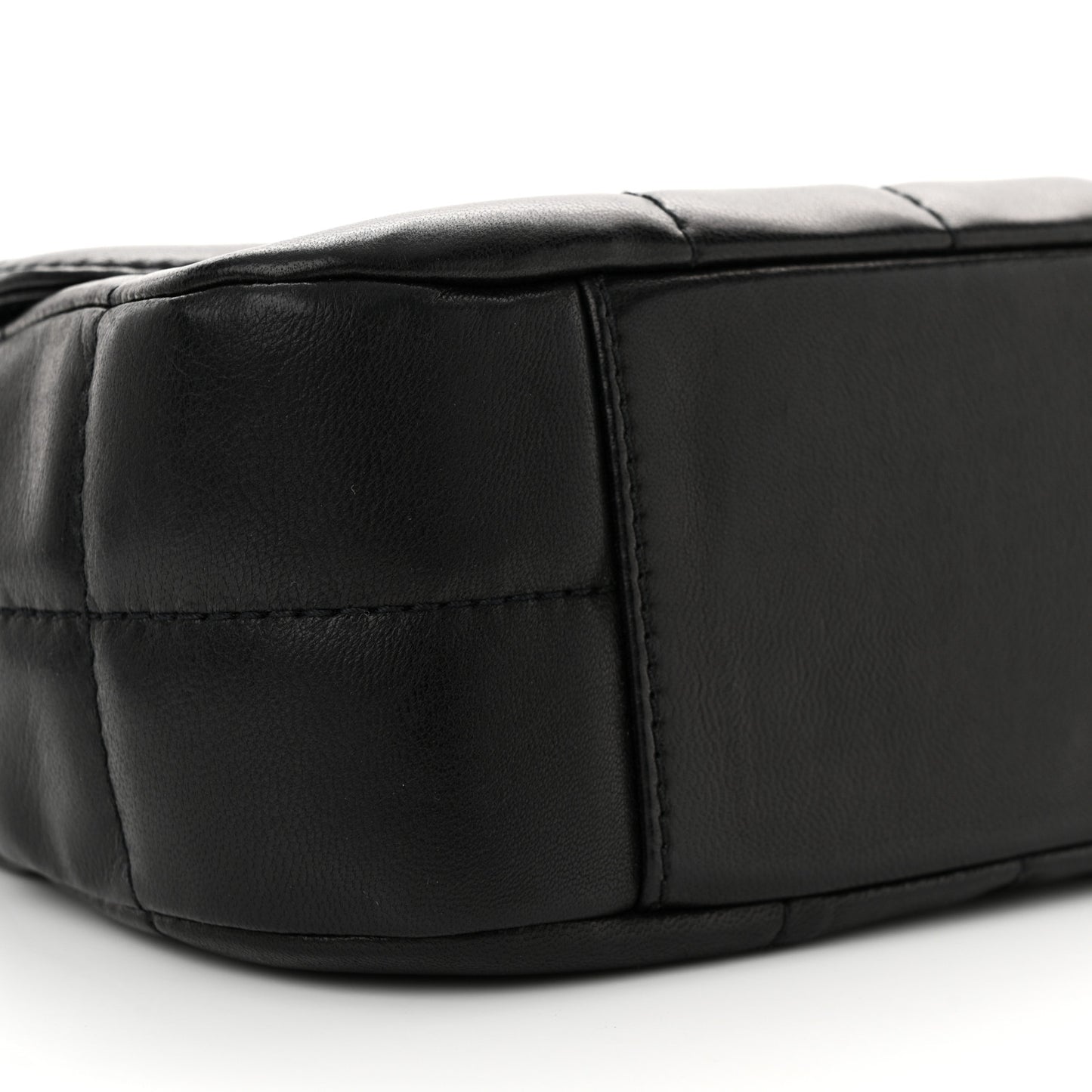 Lambskin Chocolate Bar Quilted Lambskin 5 Chain Flap Black