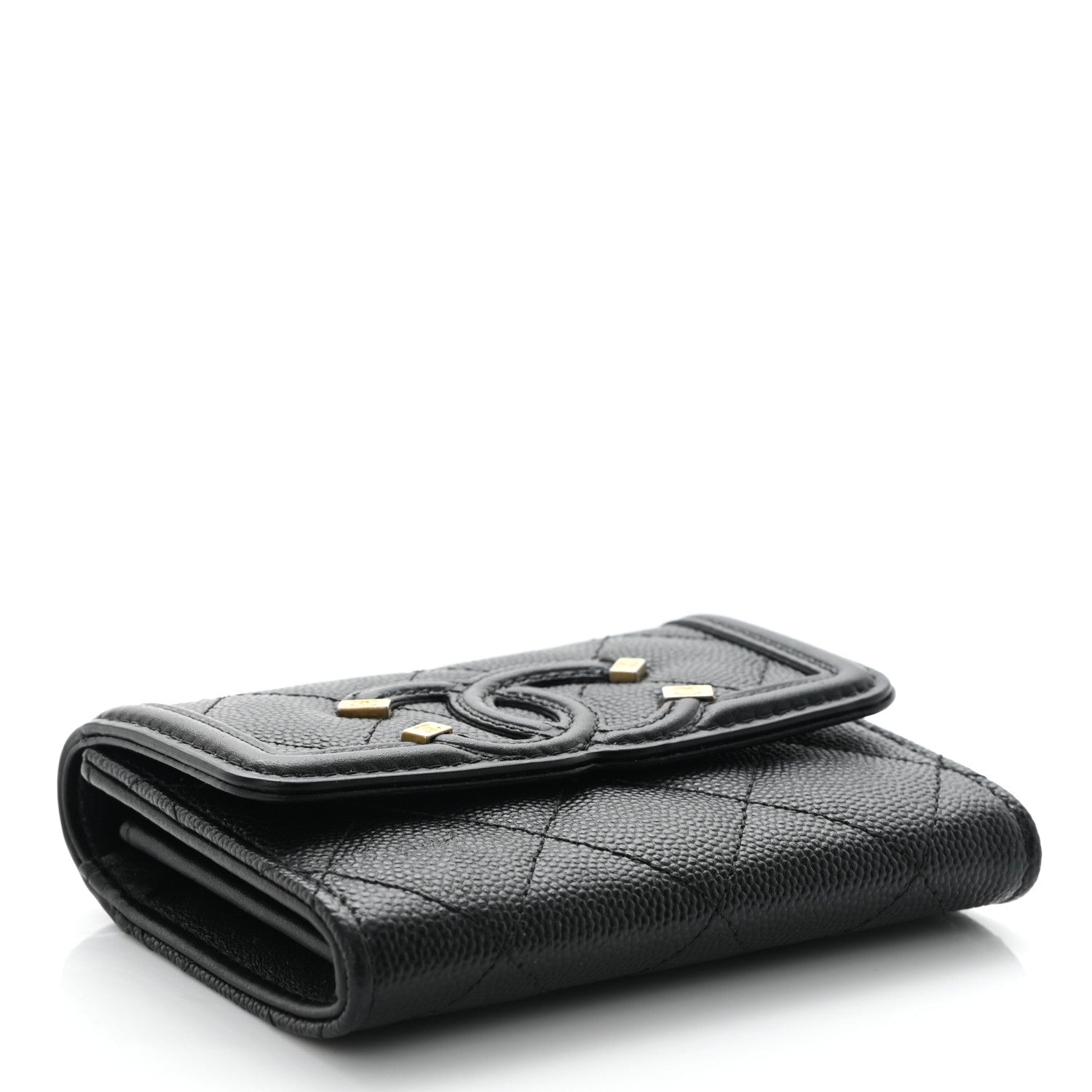 Chanel Caviar Quilted Medium Filigree Flap Wallet Black 4 of 10