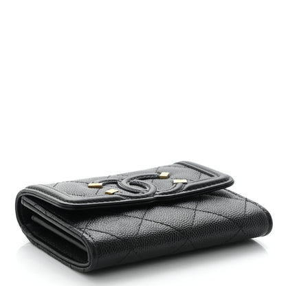 Chanel Caviar Quilted Medium Filigree Flap Wallet Black 4 of 10