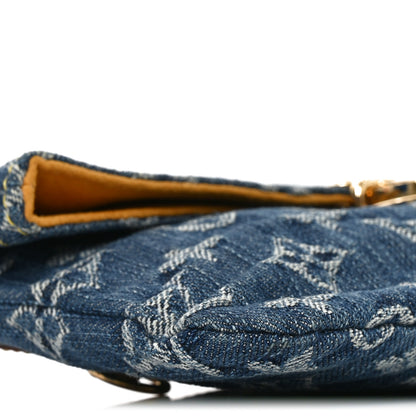 Louis Vuitton Monogram Denim Pochette Plat Clutch Blue 7 of 8