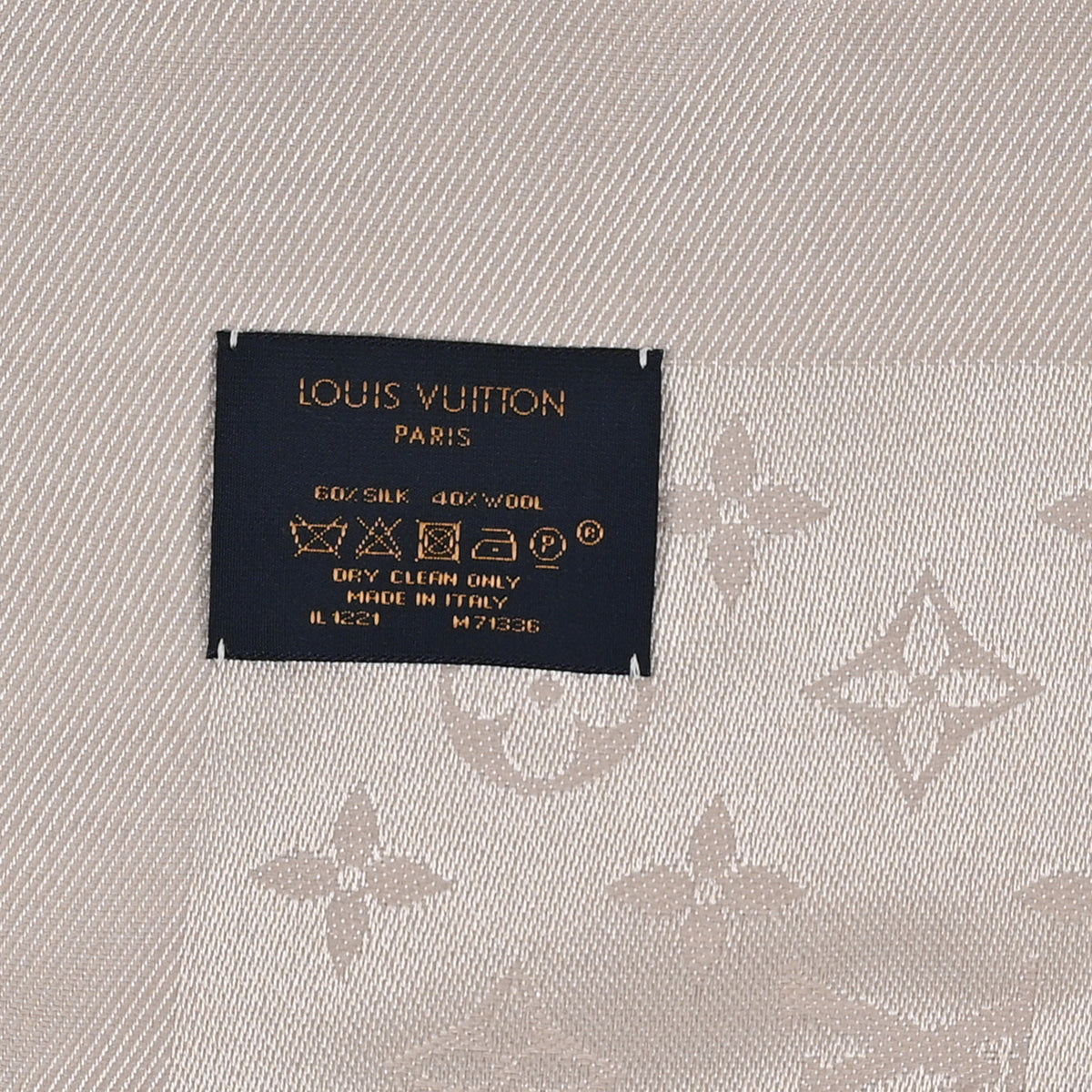 Louis Vuitton Silk Wool Monogram Shawl Greige 3 of 3