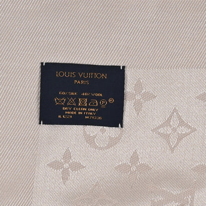 Louis Vuitton Silk Wool Monogram Shawl Greige 3 of 3