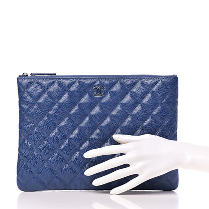 Chanel Caviar Quilted Medium Cosmetic Case Blue 2 of 7