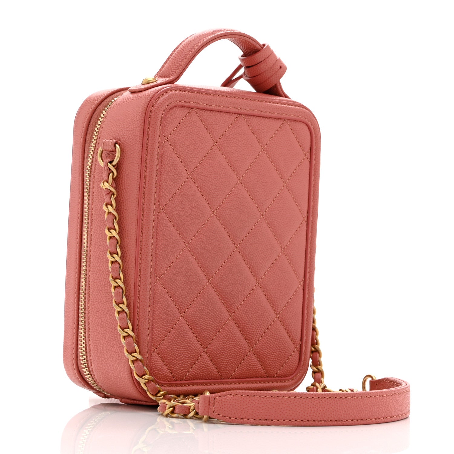 Chanel Caviar Quilted CC North South Filigree Vanity Case Pink 3 of 10