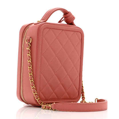 Chanel Caviar Quilted CC North South Filigree Vanity Case Pink 3 of 10