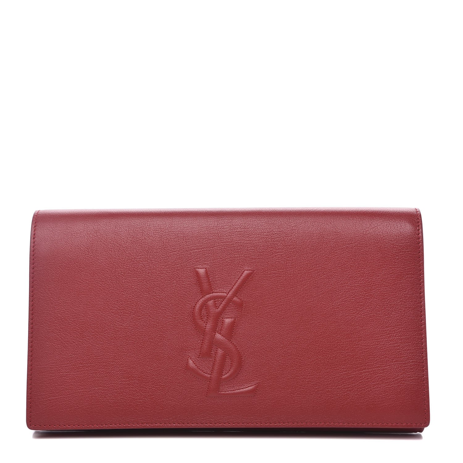 Saint Laurent Calfskin Monogram Large Belle De Jour Clutch Red 1 of 9