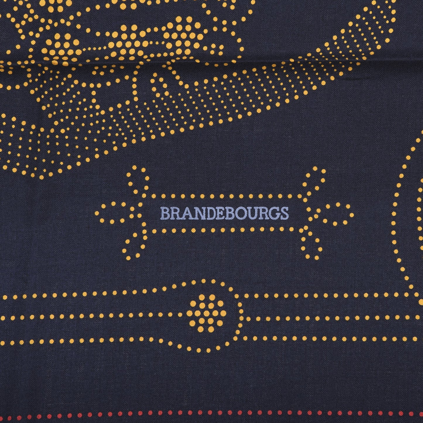 Cashmere Silk Brandebourgs Points Shawl 140 Bleu Black Gold Rouge