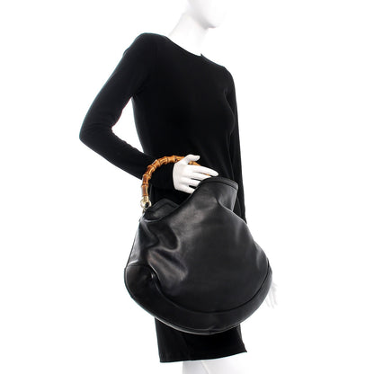Gucci Calfskin Peggy Bamboo Top Handle Hobo Black 3 of 8