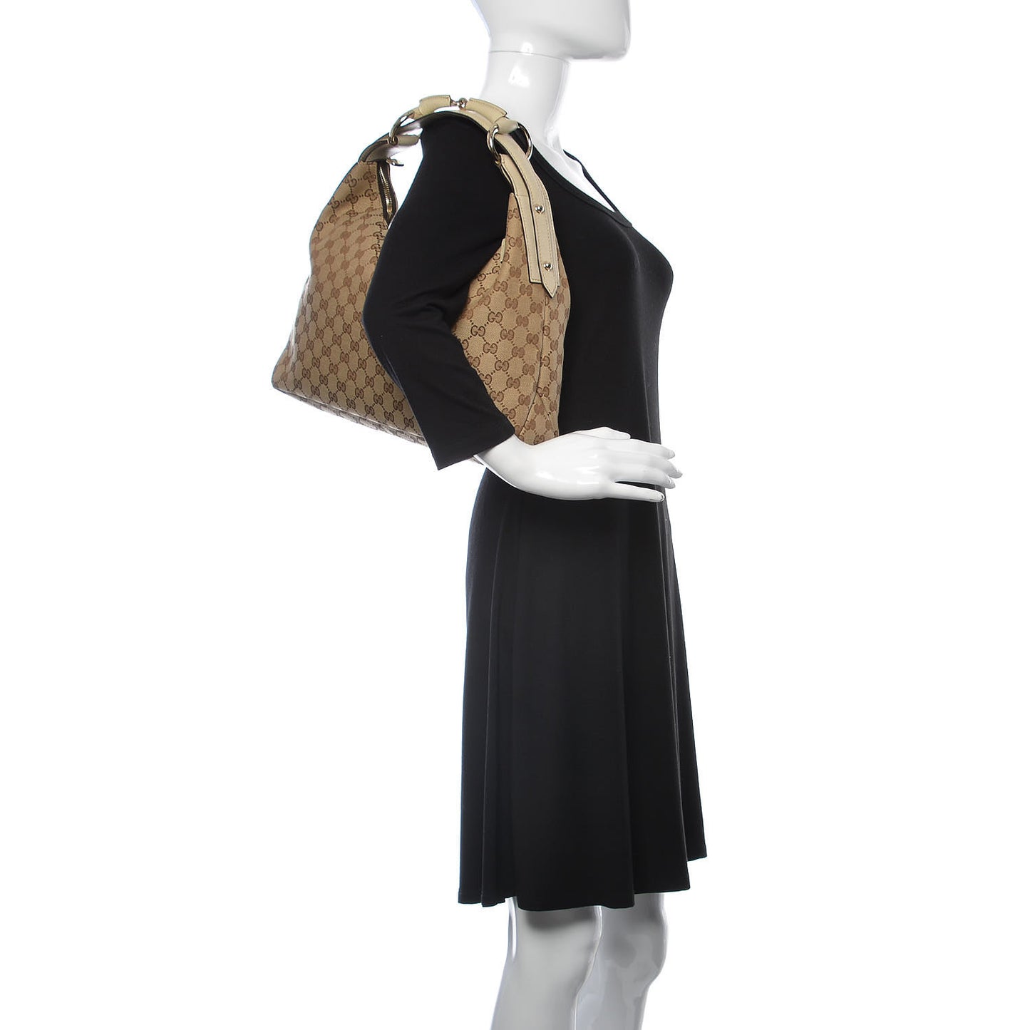 Monogram Medium Horsebit Chain Hobo Off White