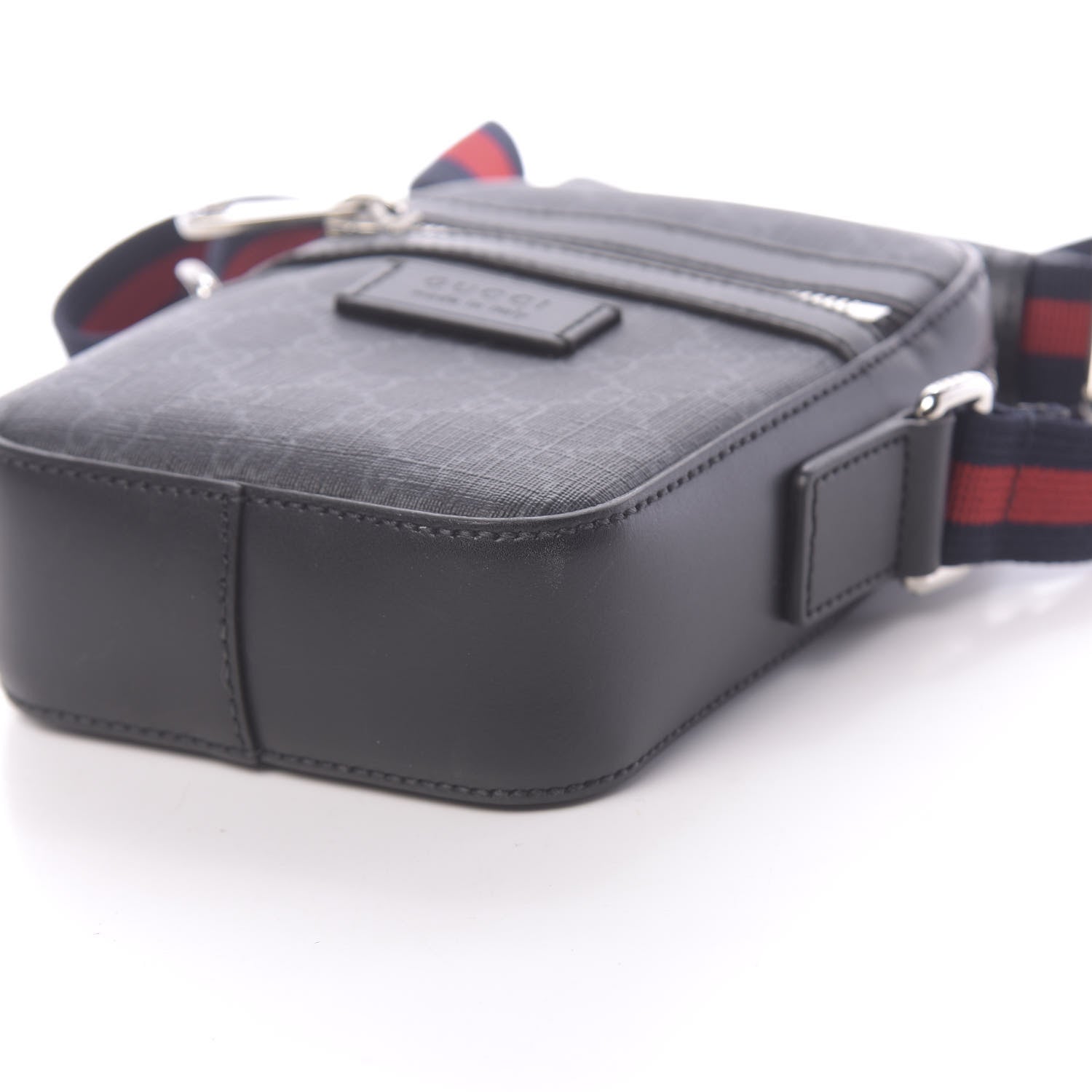 Gucci GG Supreme Monogram Appia Calfskin Web Small Camera Messenger Bag Black Grey 10 of 10
