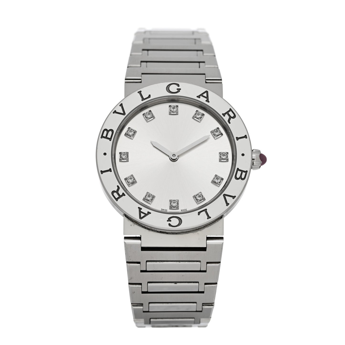 Stainless Steel Diamond 33mm Quartz Watch Silver