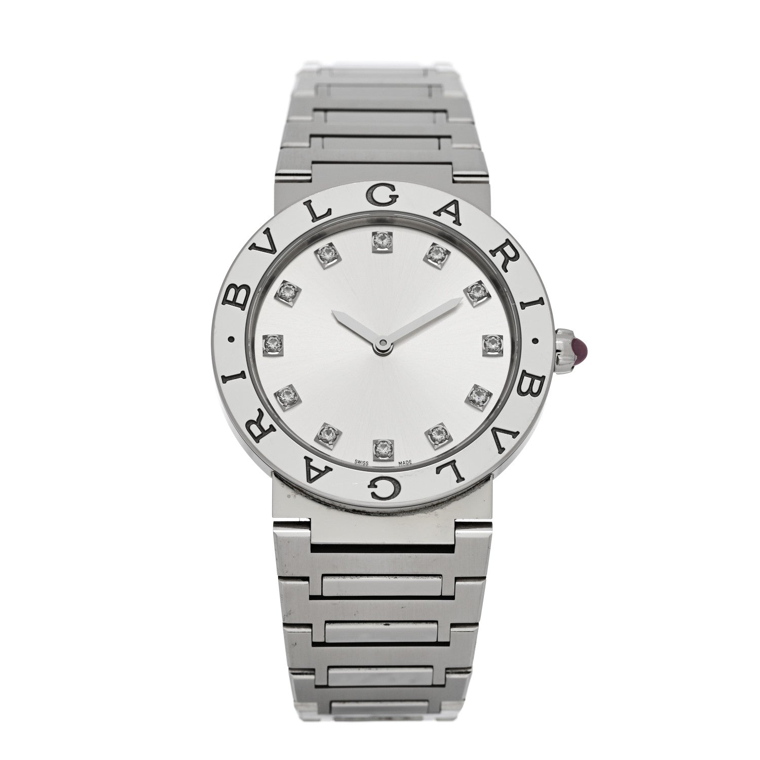 Bulgari Stainless Steel Diamond 33mm Quartz Watch Silver 1 of 7