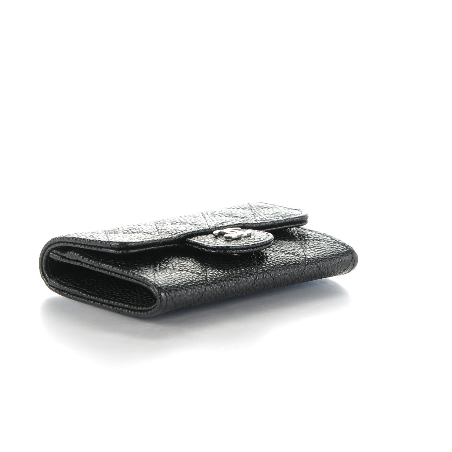 Caviar Quilted Flap Card Holder Black