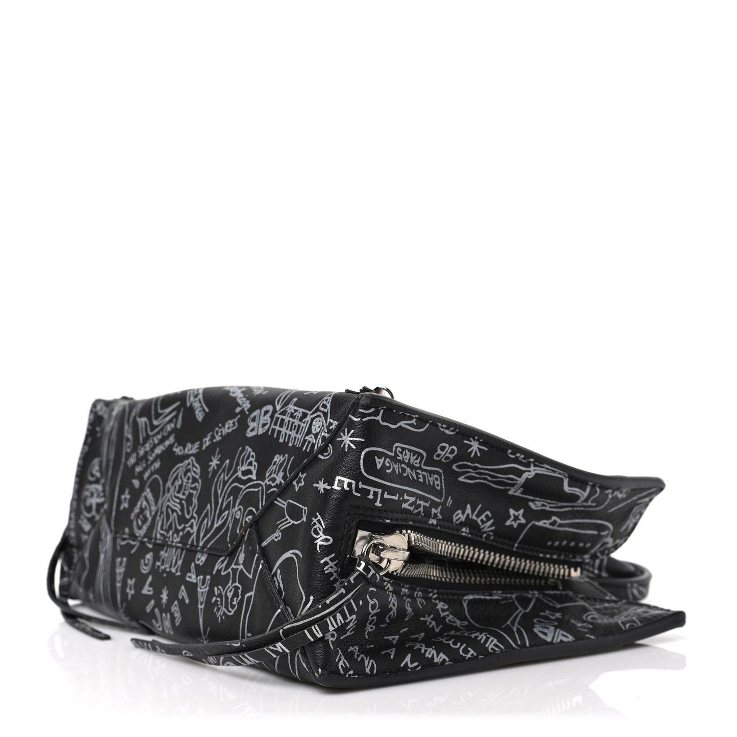 Agneau Graffiti Papier A6 Zip Around Tote Black